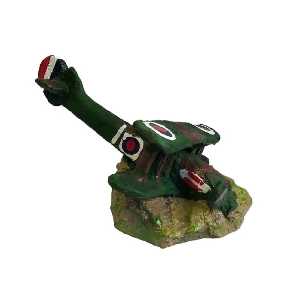 Adorno decorativo avioneta en resina para peceras y acuarios