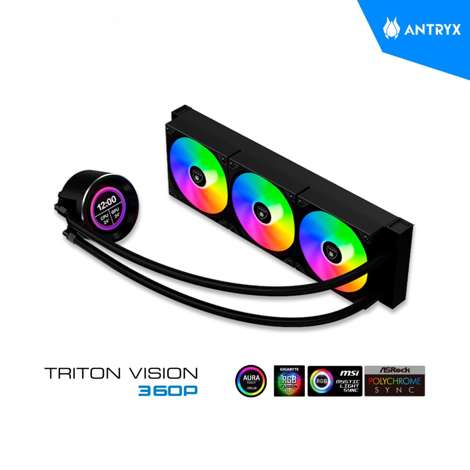 SISTEMA DE REFRIGERACION LIQUIDA ANTRYX TRITON VISION 360P LCD DISPLAY 2.8" BLACK ARGB