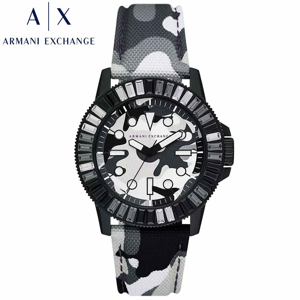 Reloj Armani Exchange AX1856 Para Hombre Acero Inoxidable Correa De Cuero y Nylon Camuflado