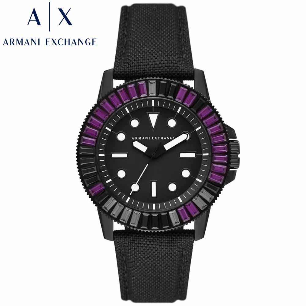 Reloj Armani Exchange AX1857 Para Hombre Acero Inoxidable Correa de Nylon y Cuero Negro