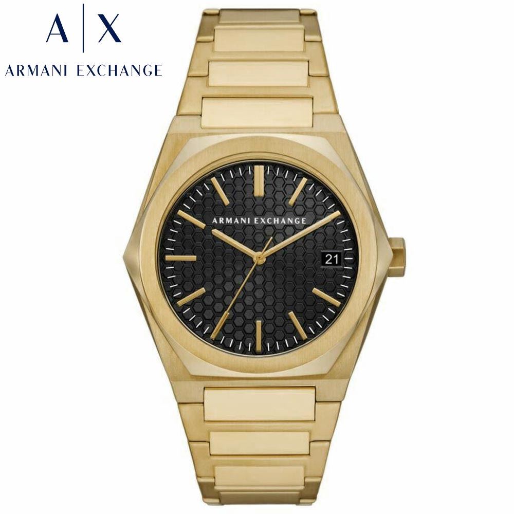 Reloj Armani Exchange Geraldo AX2810 Fecha Acero Inoxidable Dorado Dial Negro