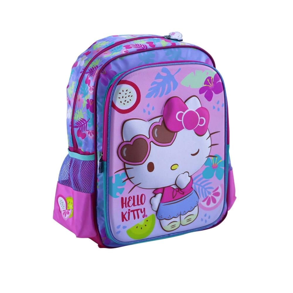 Mochila Scool 2 Bolsillos Eva 3D Satin Hello Kitty B