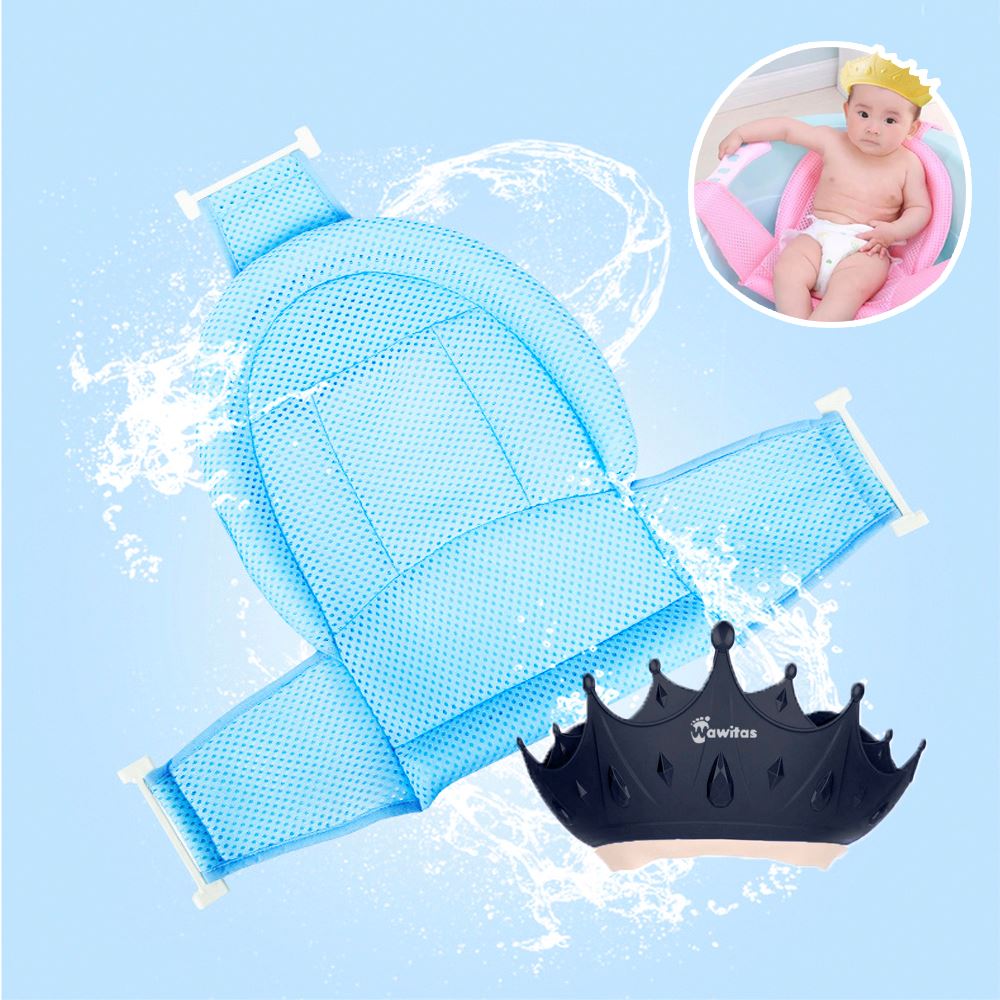 Pack malla y gorro de baño coronita azul para bebe