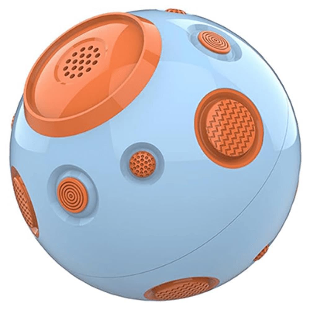 PELOTA MULTIFUNCIONAL Y CON SONIDO PARA PERROS COLOR AZUL Y NARANJA