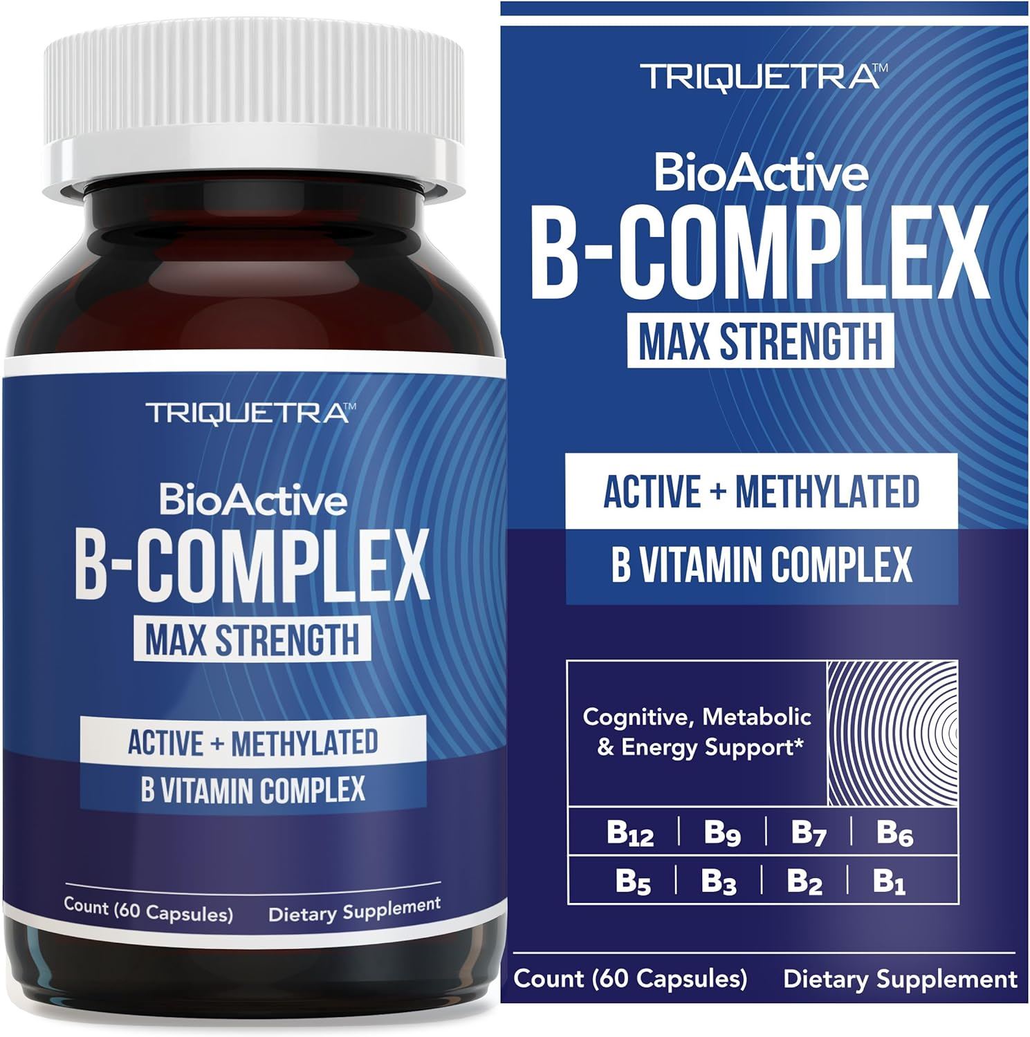 Triquetra BioActive B-Complex Max Strength | Complejo B Metilado | Apoyo Energético y Cognitivo | 60 Cápsulas