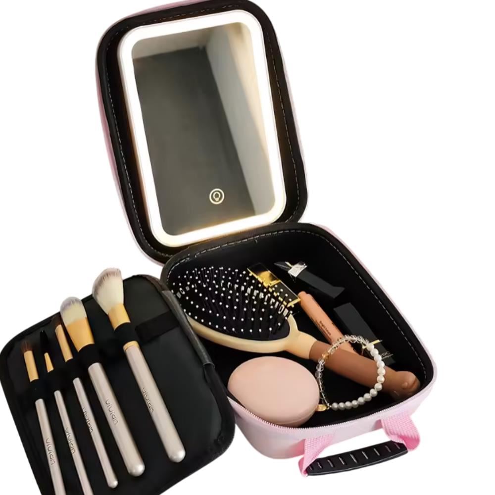 Bolsa de Maquillaje estuche neceser con Espejo con Luz LED