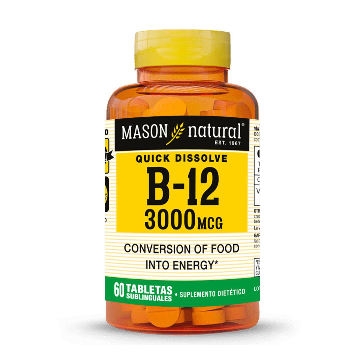 VITAMINA B12 3000 MCG - 60 TABLETAS SUBLINGUALES