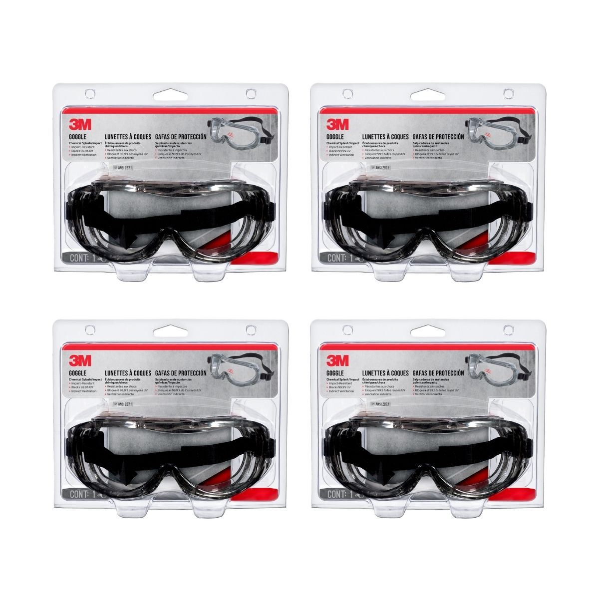 Lentes de Seguridad 3M Profesional para Impactos Caja 4 uds