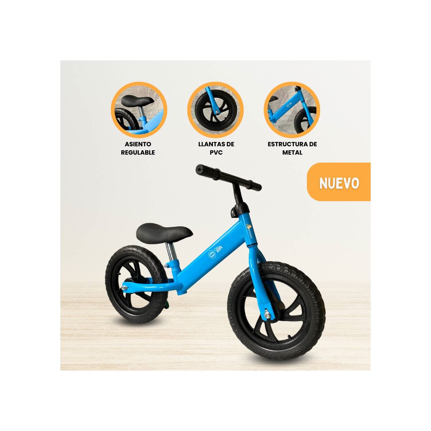 Bicicleta de Equilibrio Aro 12 PVC - Celeste