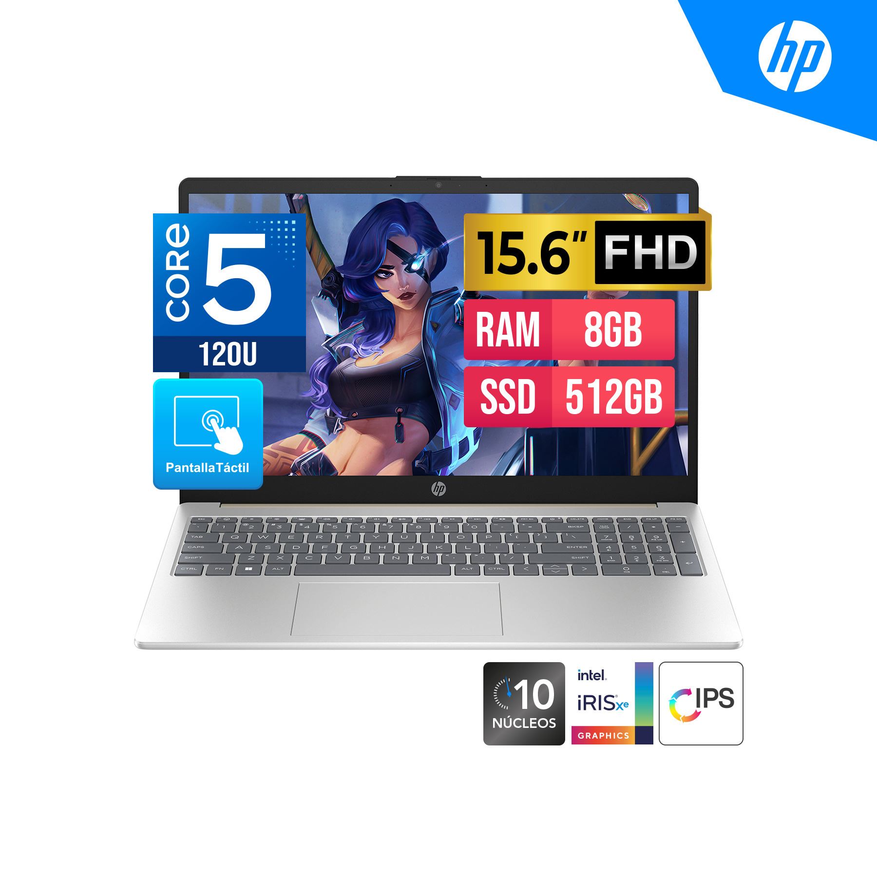 LAPTOP HP 15-FD0152LA 15.6" TACTIL FHD IPS Core i5 1334u 8GB 512GB FreeDOS