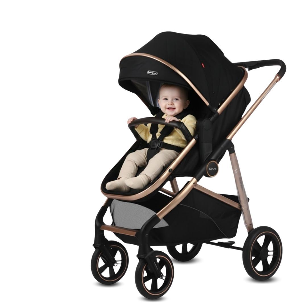 Coche Moisés Travel System «MUNICH GOLD» de Lujo Pink