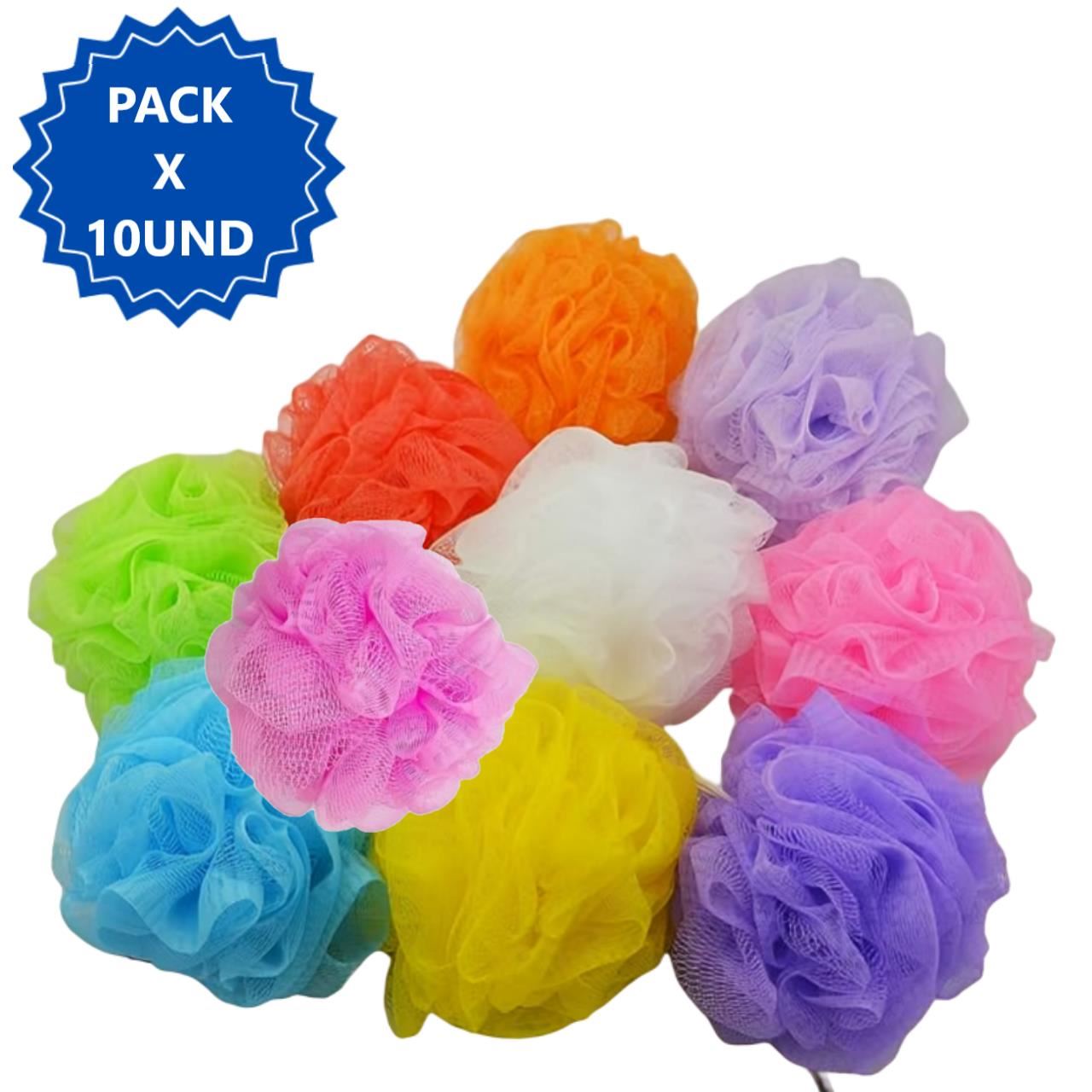 10 esponjas exfoliantes de malla