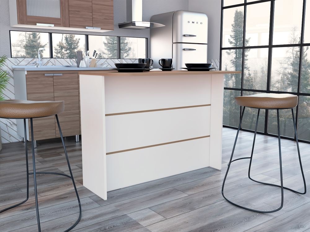 BARRA AUXILIAR DE COCINA FENDI BLANCO Y CASTAÑO | MARCA: TUHOME