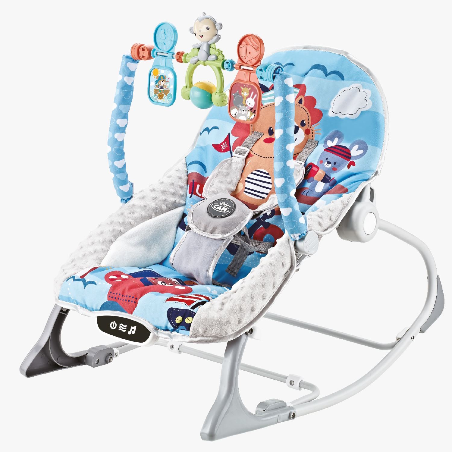 Silla baby bouncer mecedora mesa de comer baby cam azul
