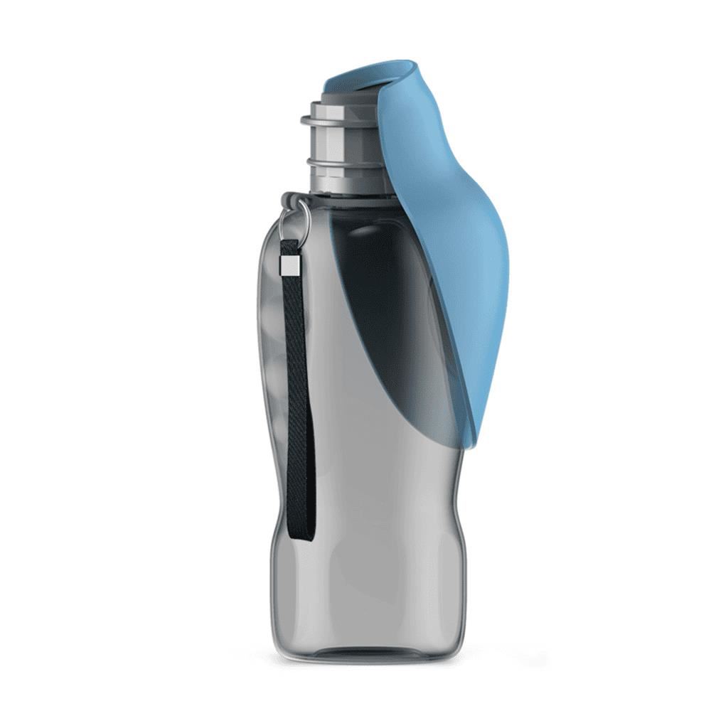BOTELLA PARA PERROS PORTÁTIL Y CON CORREA - BEBEDERO AZUL