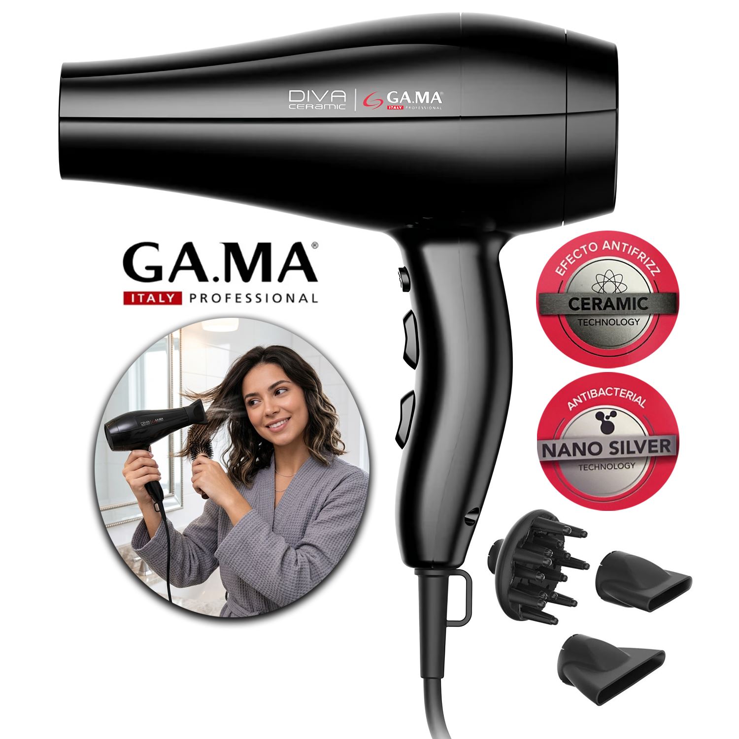 Secadora Gama Diva Cerámica Motor AC 2300W BECHD0000001825