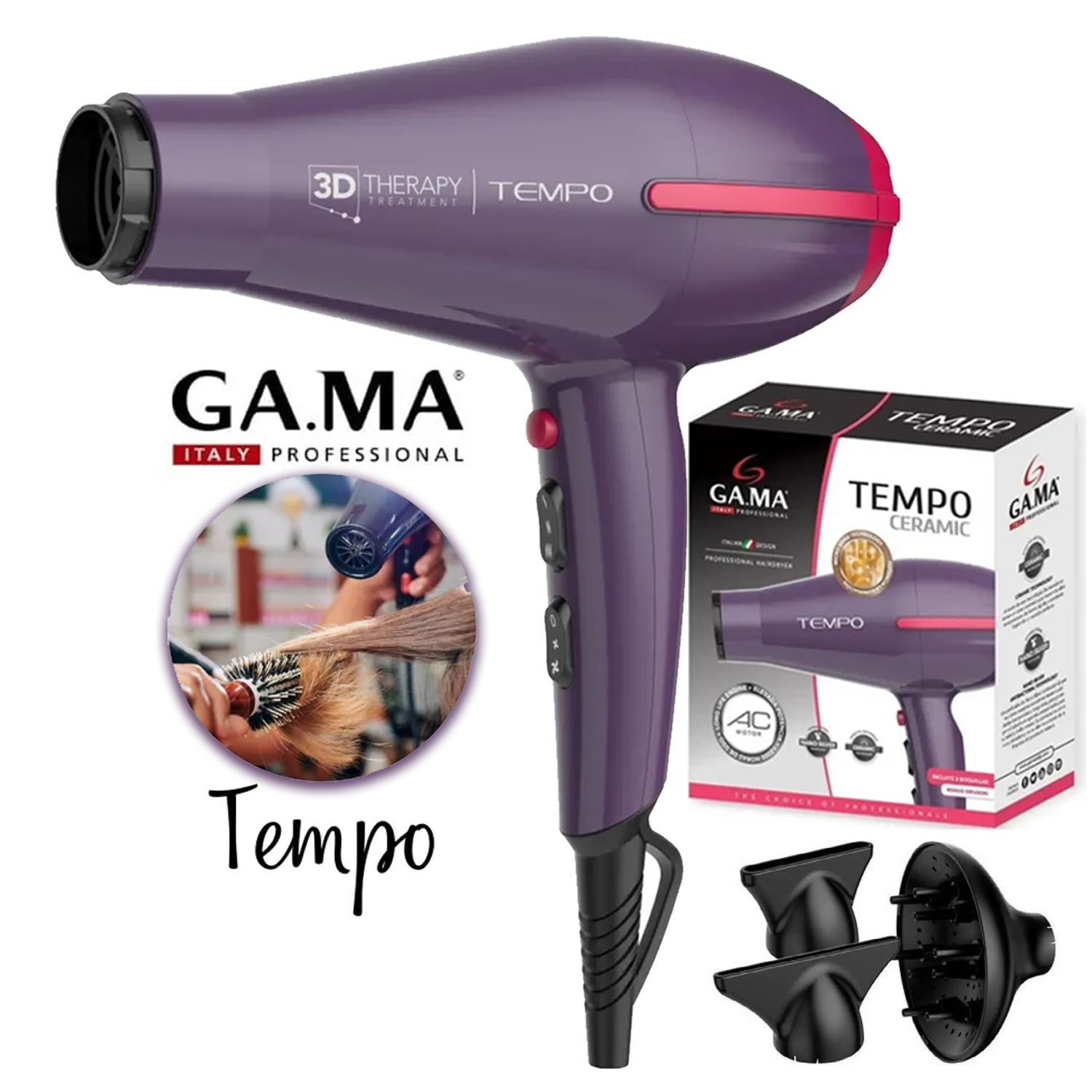 Secadora de cabello tempo Ceramic 2200W GAMA BECHD0000002015