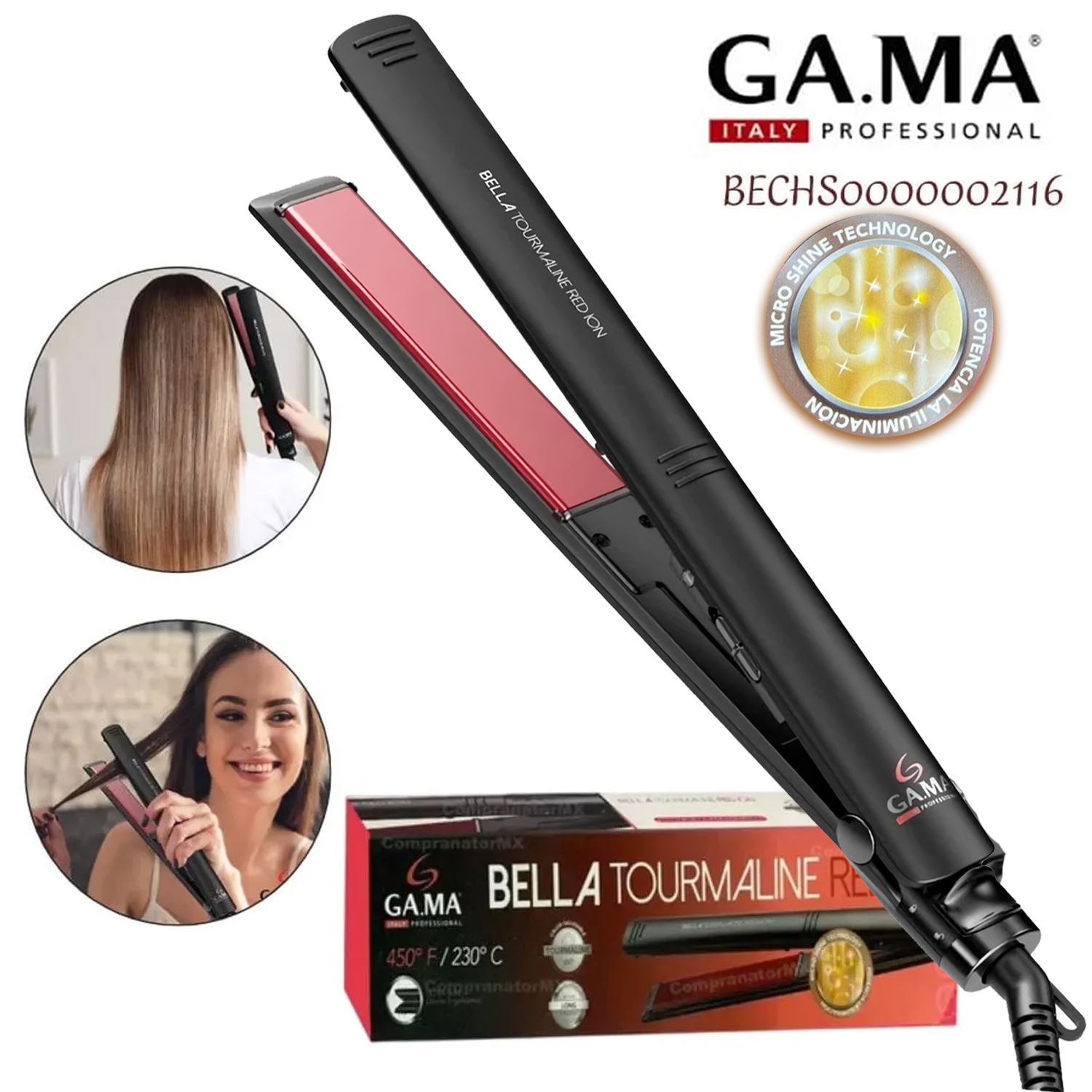 Plancha Alisador Elegance Bella Tourmaline Red Ion Gama BECHS0000002116