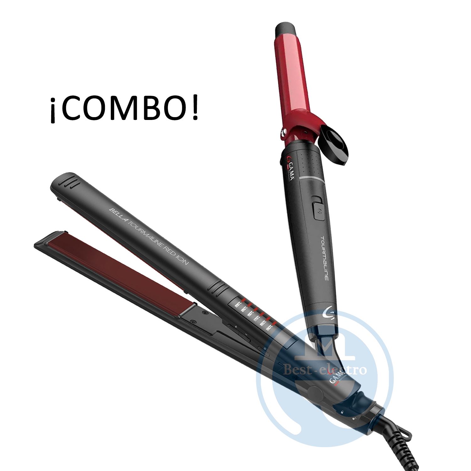 Combo Gama Tourmaline Alisadora BECHS0000002120 y Rizador 19mm.