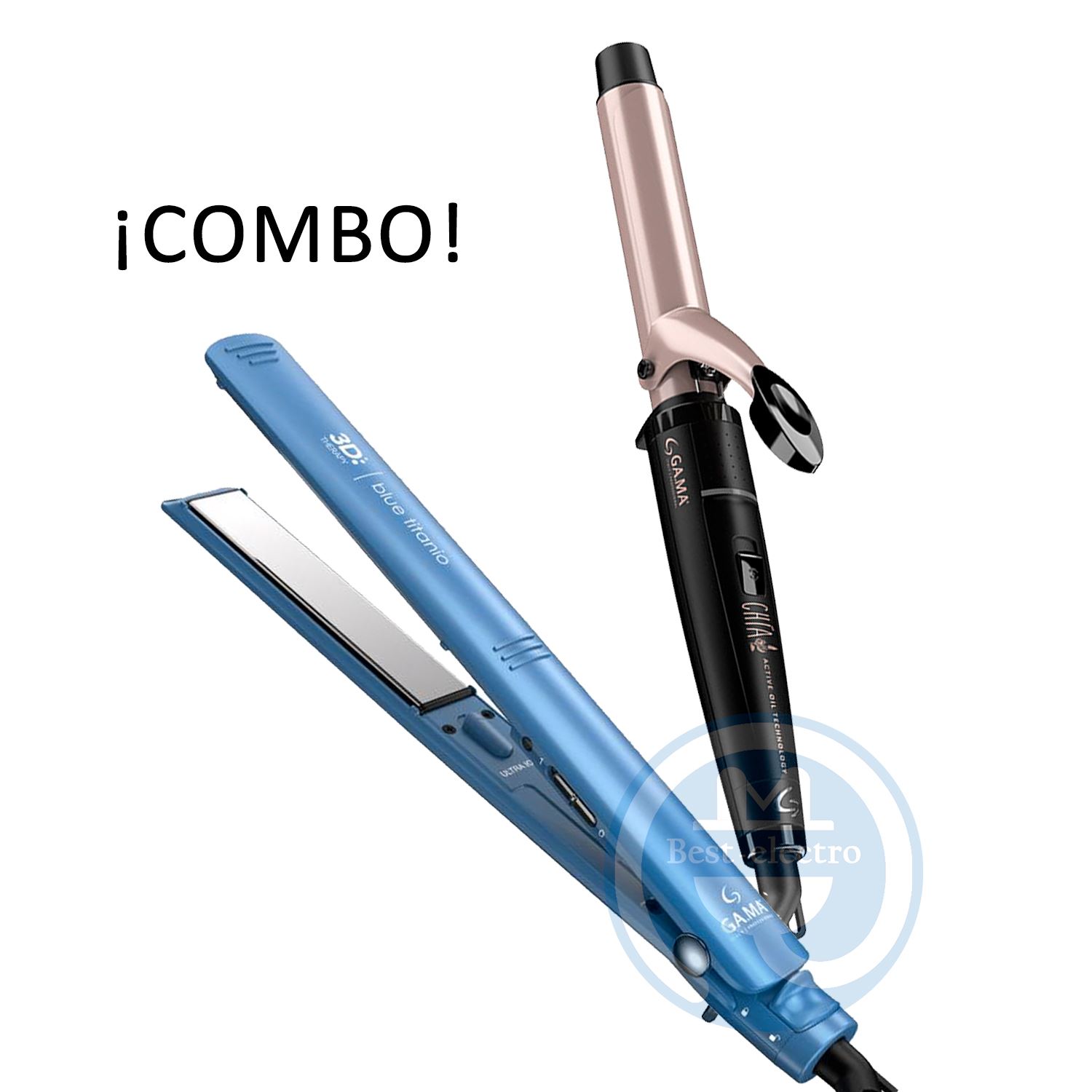 Combo Gama Alisadora Blue Titanio BECHS0000002426 y Rizador Chía.