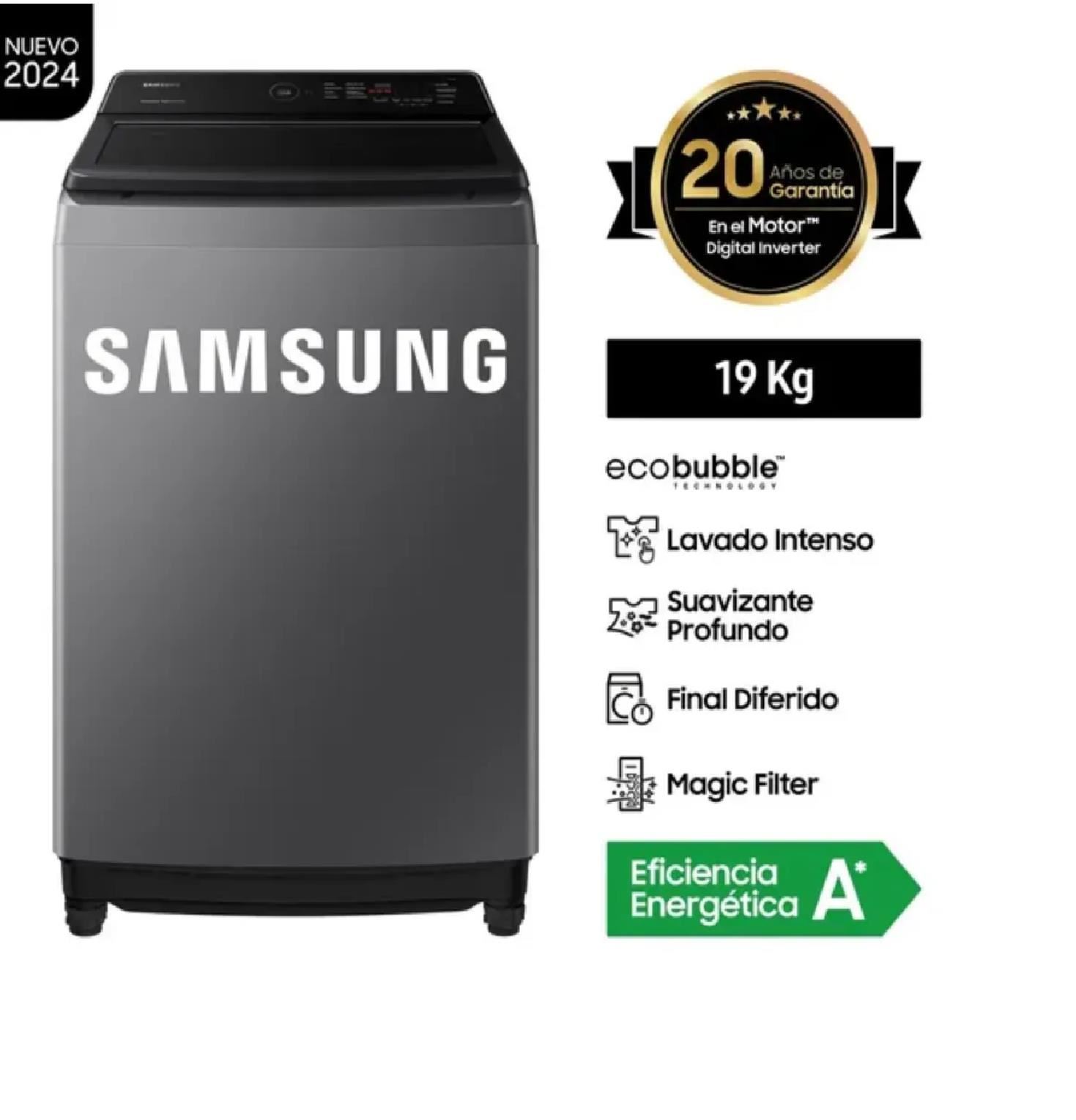 Lavadora Samsung WA19CG6441BDPE EcoBubble™ 19Kg - Gris Oscuro