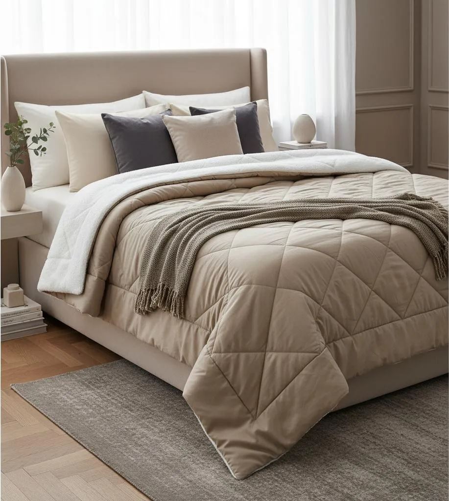 EDREDON CON CARNERO BEIGE CLARO Premium