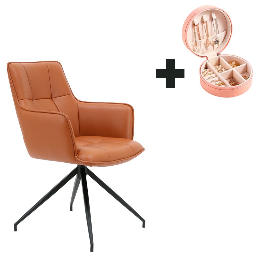 Butaca Cuero Giratoria 360° Buckingham Berner Marrón Claro