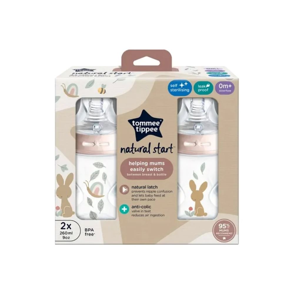 Mamadera Biberon Set X2 Tommee Tippee 260ml Color Rosa Claro Natural Start