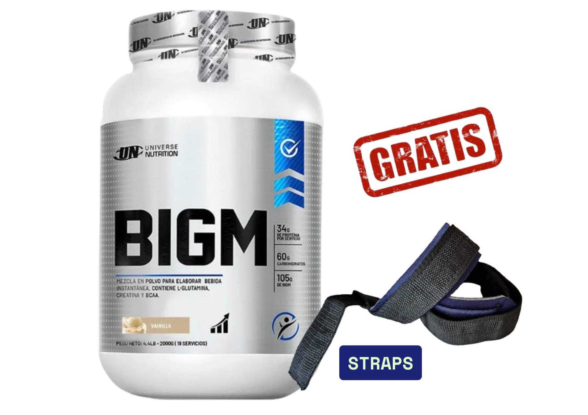BIGM 1KG VAINILLA UNIVERSE NUTRITION + STRAPS