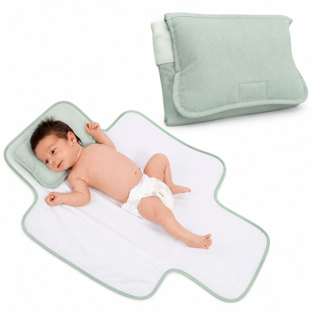 Almohada Y Cambiador Acolchado Portátil Bebé - Verde