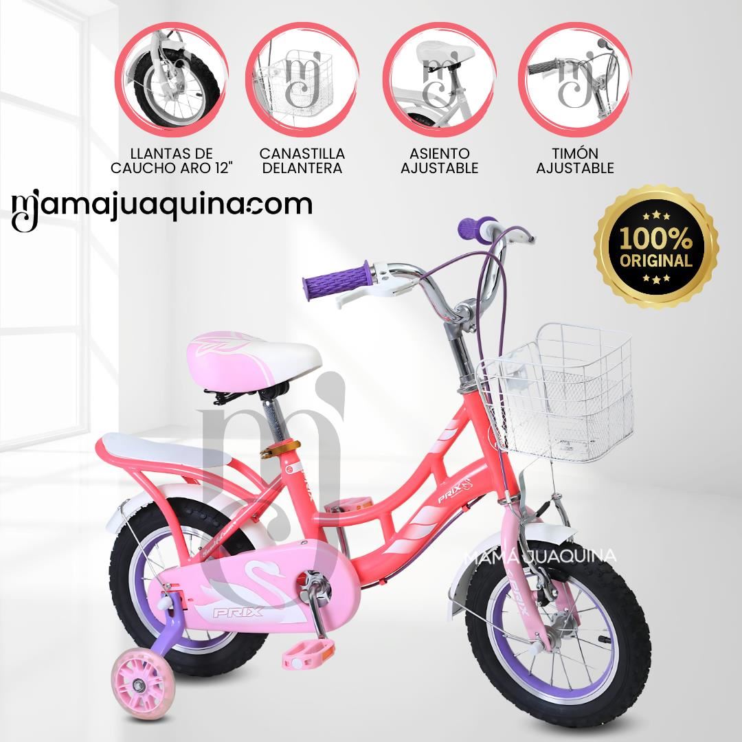 Bicicleta Para Niña Aro 12 «PRIX DELUXE» Rose/celeste