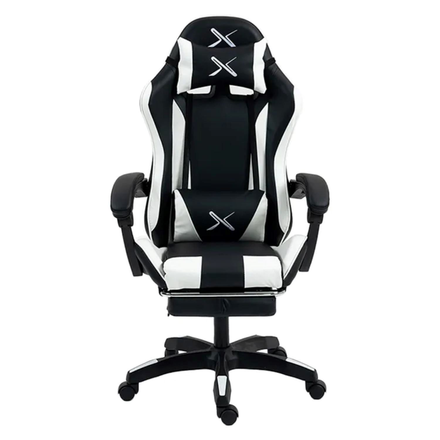 Silla Gamer Lyzor con Posapiés SGBWTWN135A Negra y Blanca