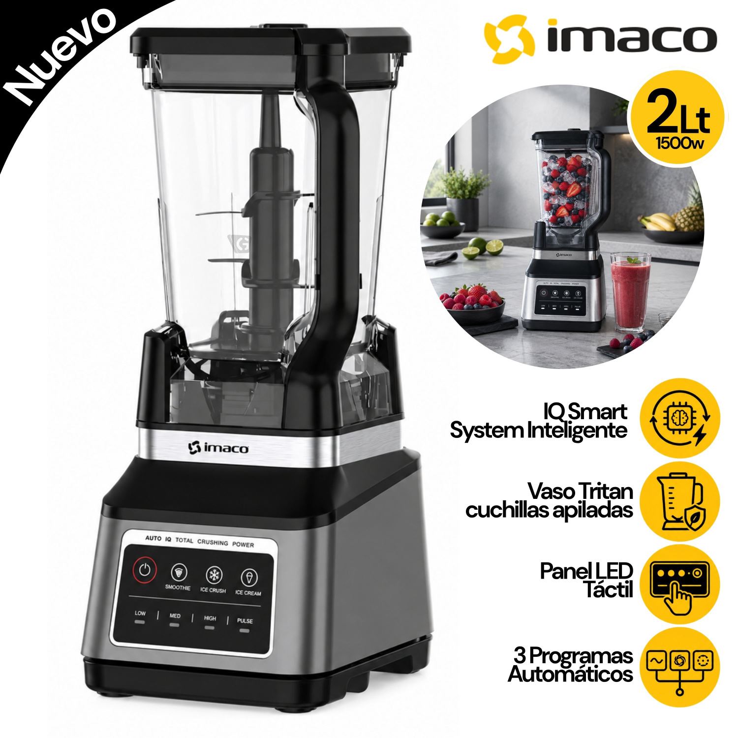 Licuadora 2L Inteligente IQ Smart System 1500W BLC1500KI Imaco