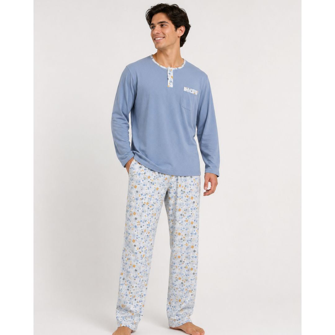 PIJAMA MANGA LARGA DE HOMBRE DE ALGODON