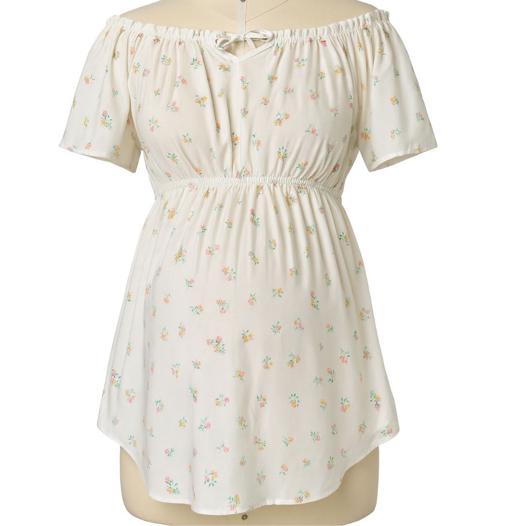 Blusa Coqueta Manga Corta Hombros Caido Lactancia Maternidad