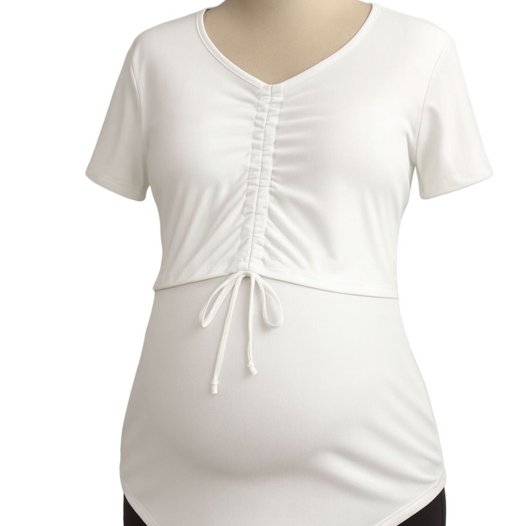 Polo rip de lactancia maternidad basico de algodon con pita para regular