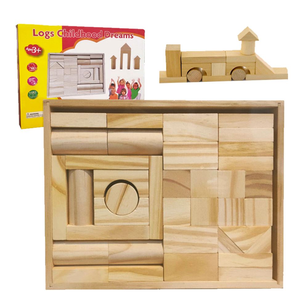 Bloques de Construccion Madera Natural 38 pzas.