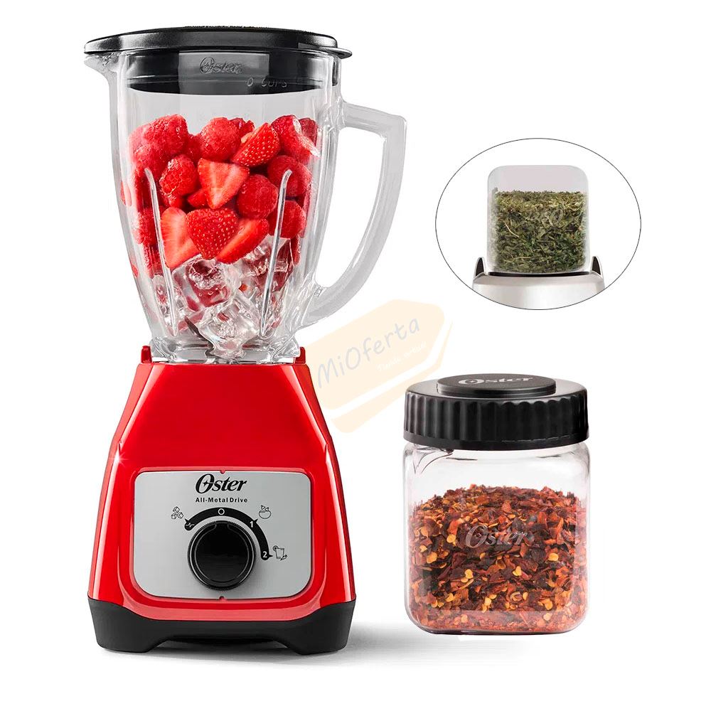 Licuadora Oster 550W BLSTKAG-RRD+Mini vaso Picatodo 300 ml de Tritan