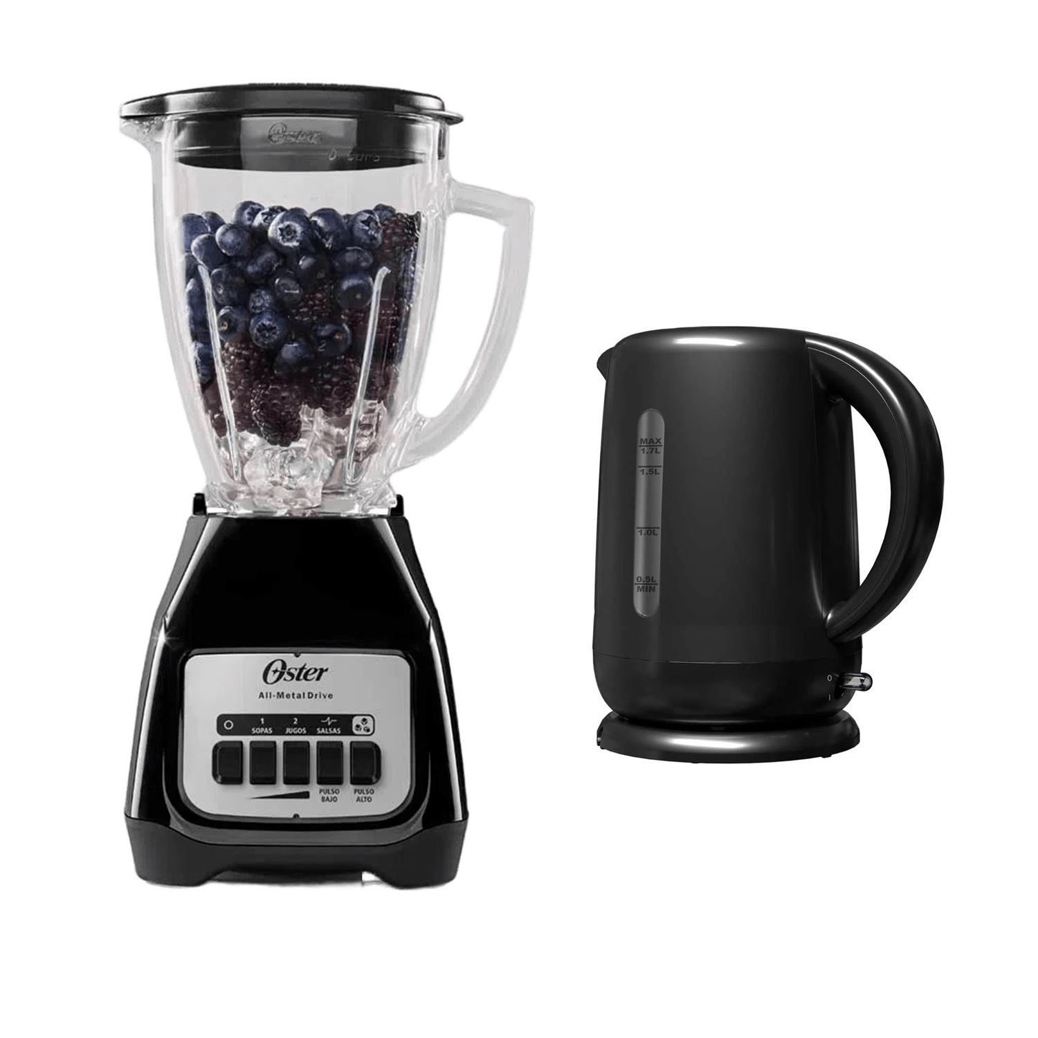 Combo Oster Licuadora BLSTKAGBPB 1.5 L + Hervidor Eléctrico BVSTKT3101   1.7 L