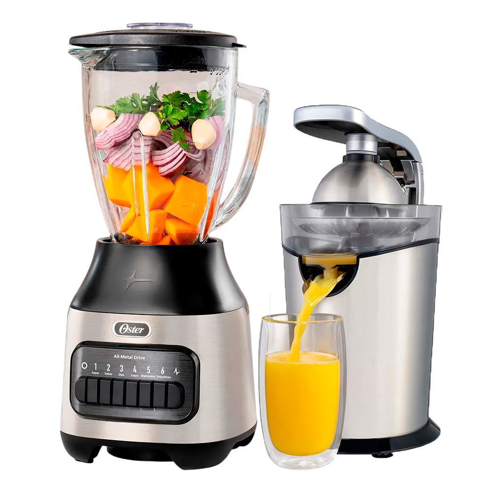 Combo Licuadora Oster BLSTPEG-NPB + Exprimidor de Cítricos FPSTJU4200 Acero Inoxidable