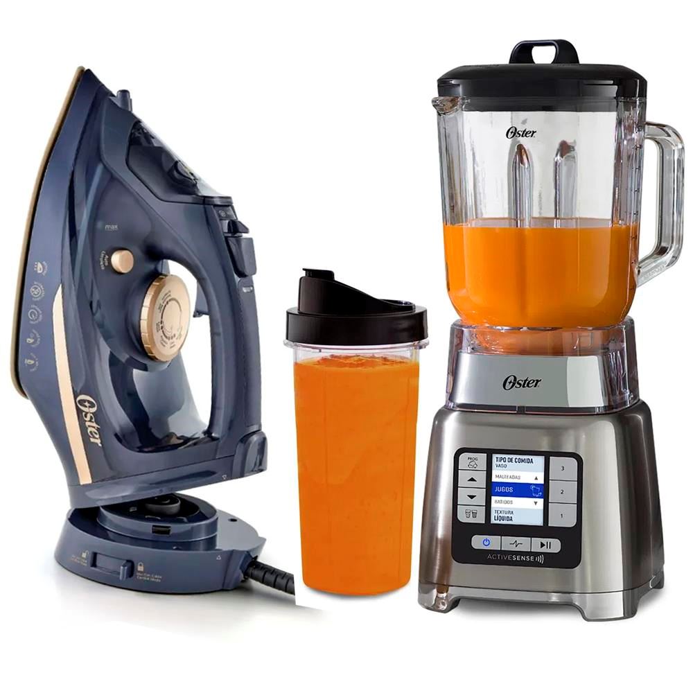Licuadora ActiveSense Oster BLSTTDGNBG  y Plancha de vapor GCSTCC5000