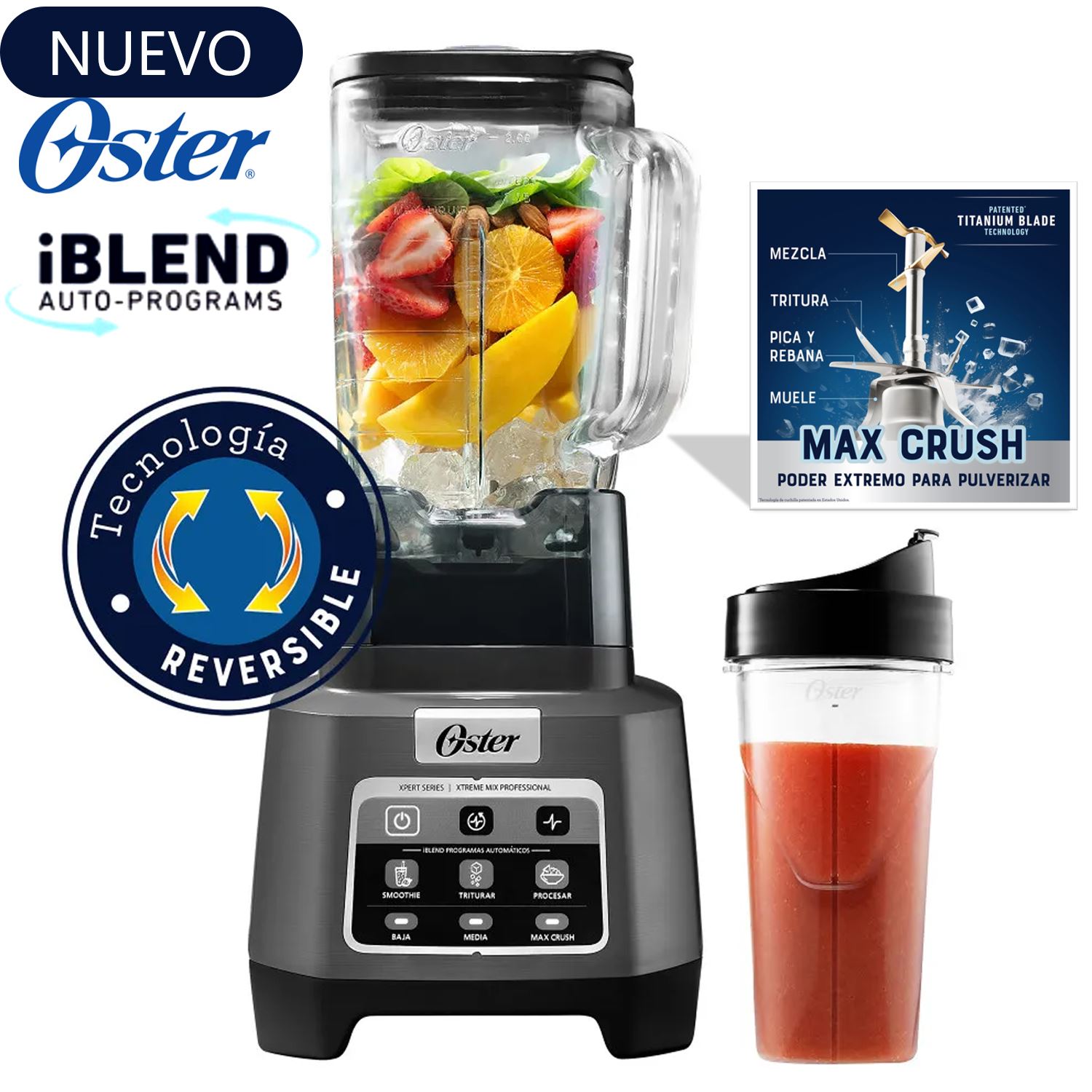 Licuadora Oster BLSTXPG-BGW XTREME MIX y MAX CRUSH con Vaso Blend-N-Go