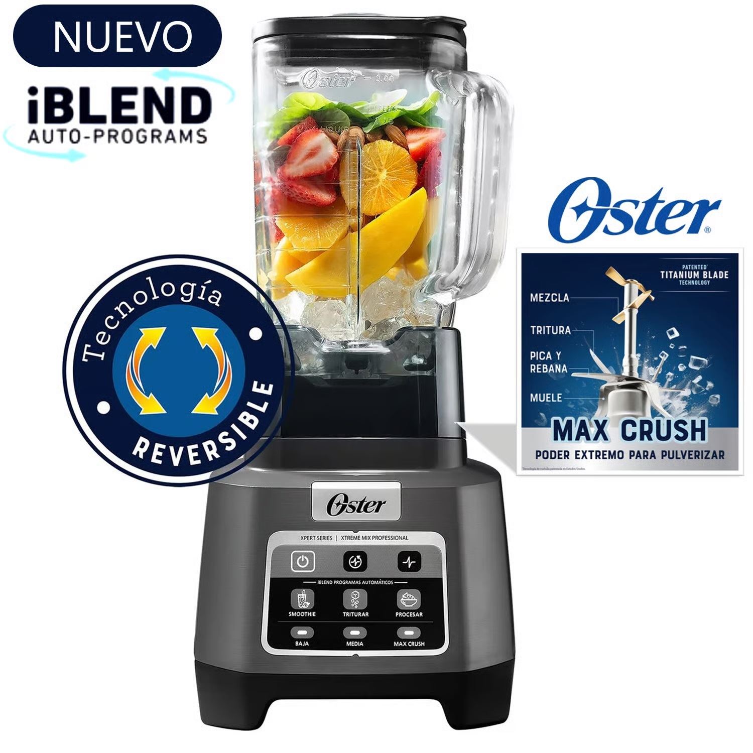 Licuadora de 2L Profesional XTREME MIX con Reversible Oster BLSTXPG-BW 1500W Gris