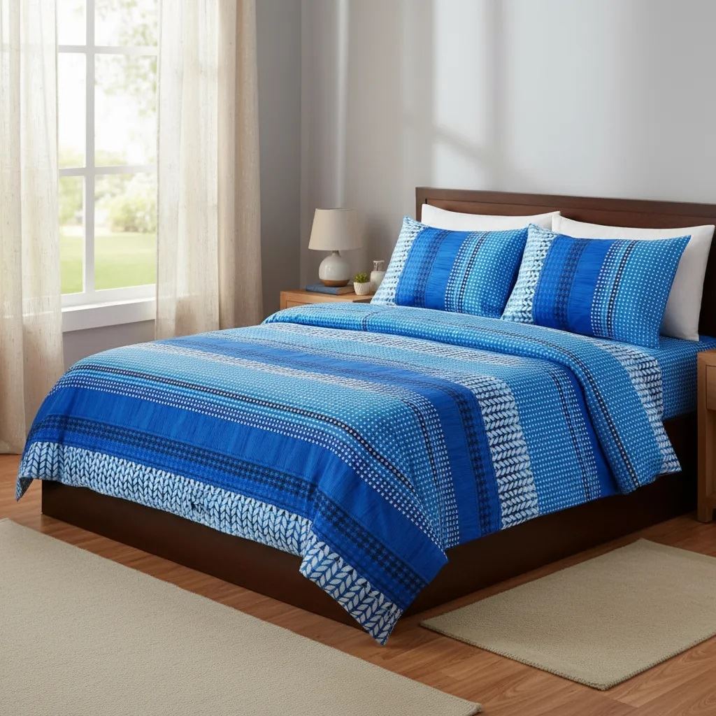 Sabanas De Algodón Bramante 144 hilos estampado Essencia Azul