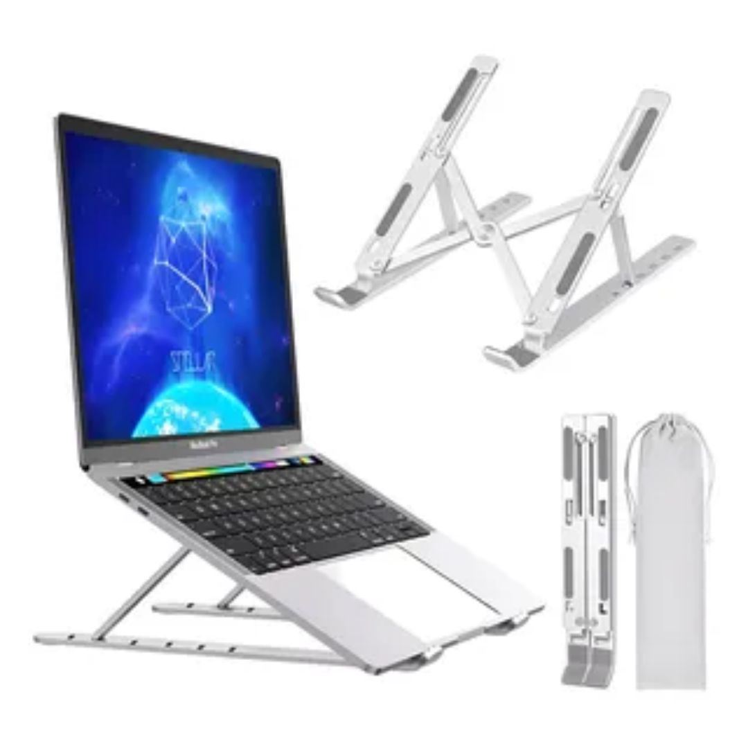 Soporte Aluminio Plegable Laptop Graduable Multiuso Carpeta Plateado