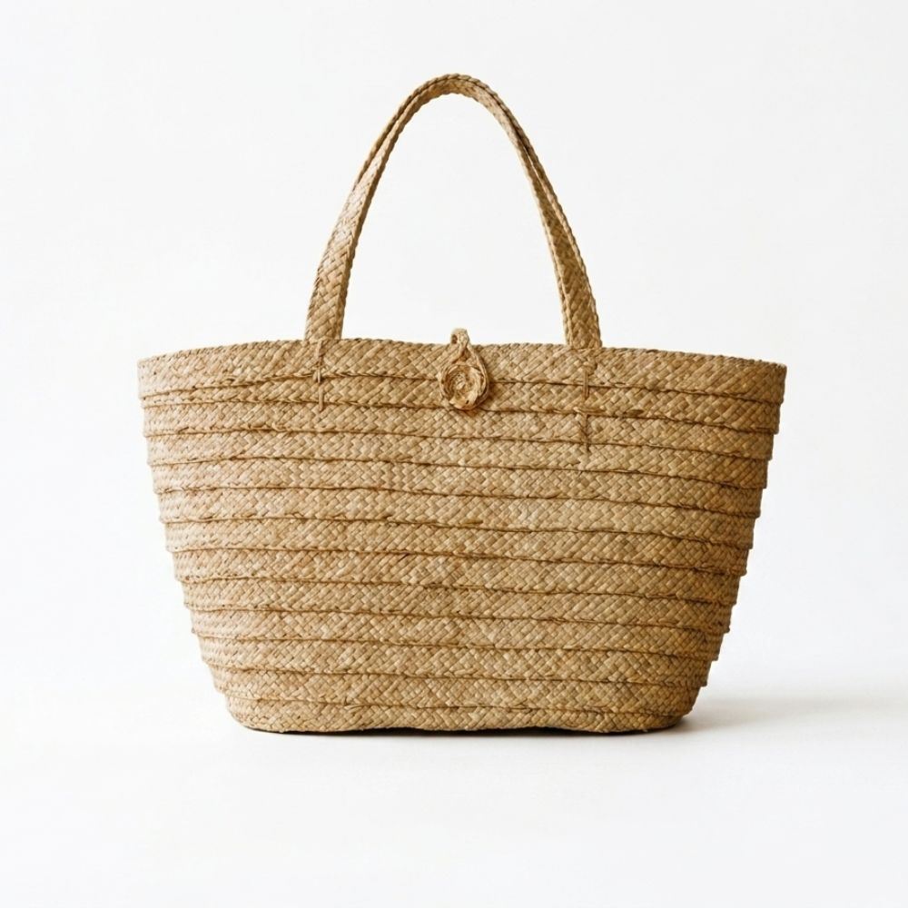 Bolso Playero de junco beige en color natural Tejido a mano Modelo Dalas