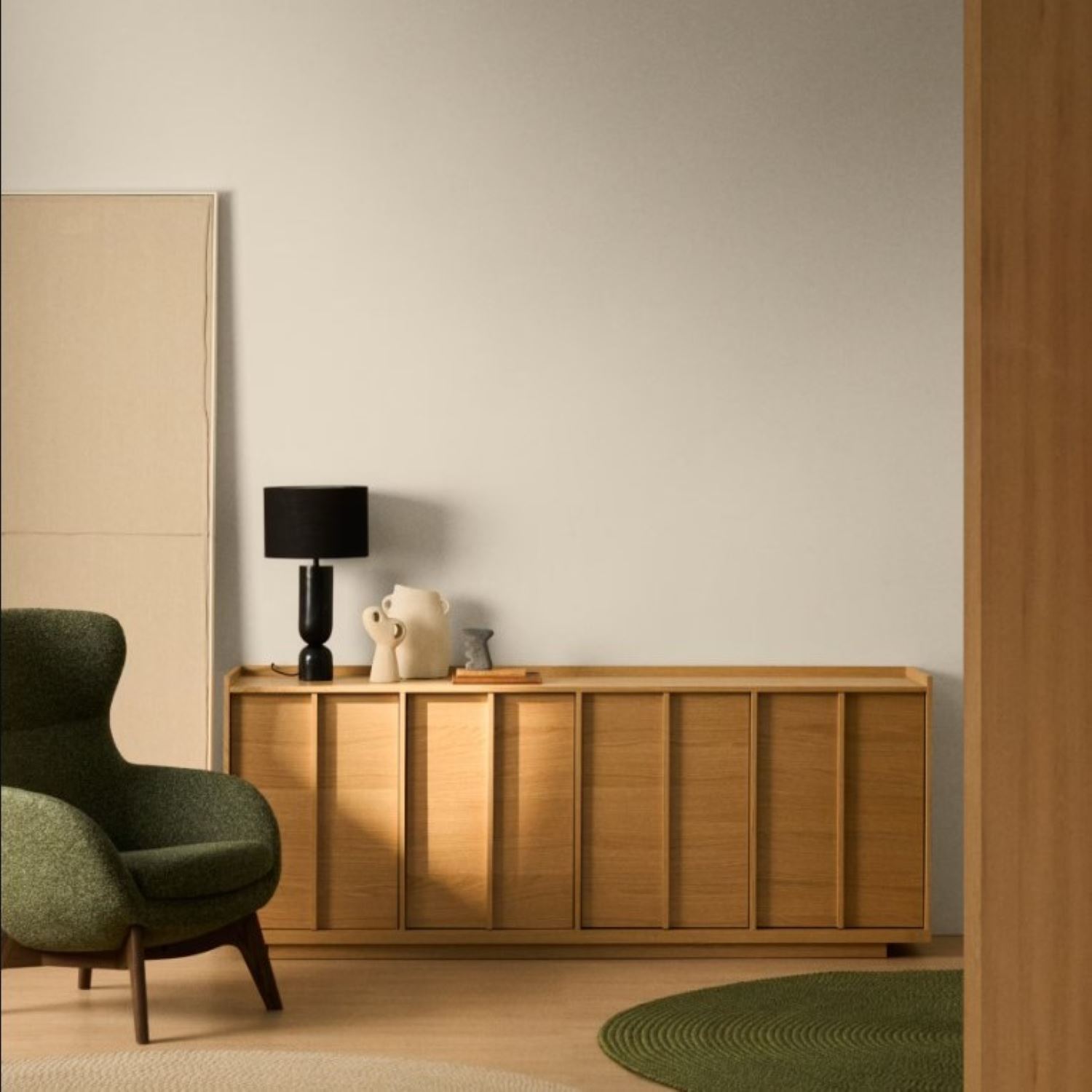 APARADOR BORLEY 4 PUERTAS ESTANTES INTERNOS ROBLE 200CM
