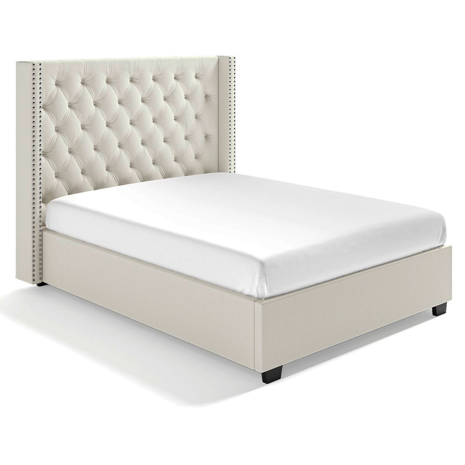 Cama Tapizada Capitoné Perla 1.5 Plaza