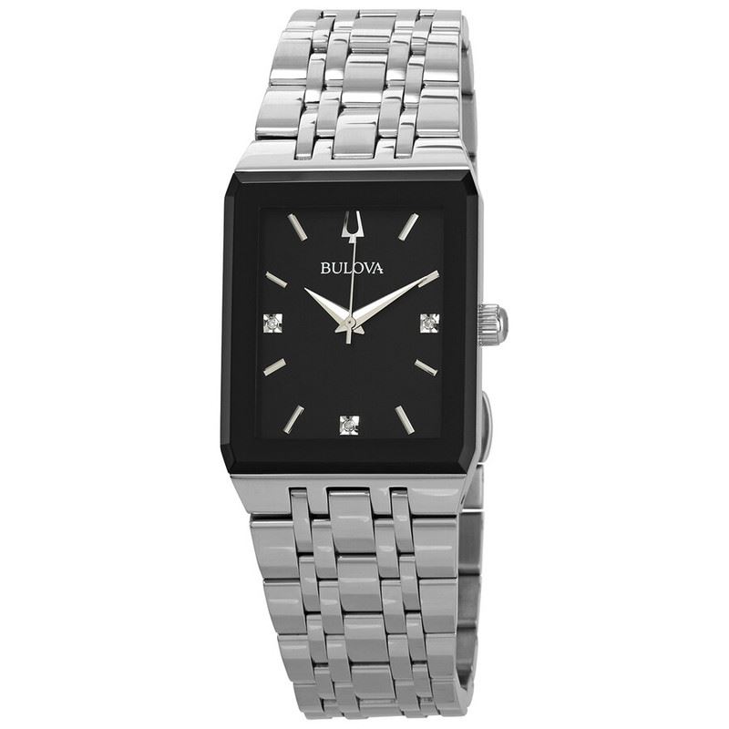 Bulova Quadra Quartz Diamond Black Dial 96D145