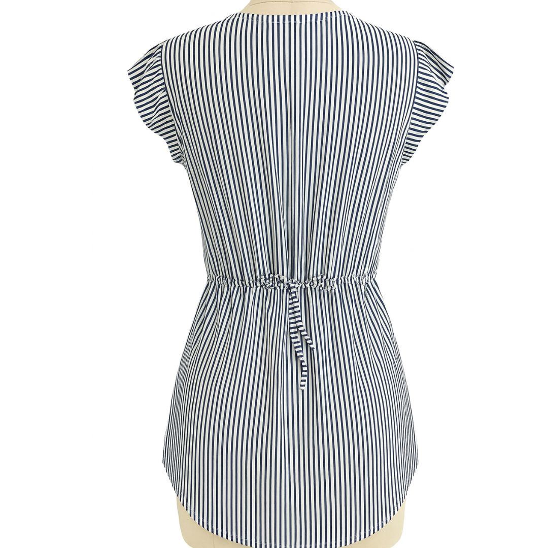 Blusa A Rayas Manga Cero Con Pita Atras Para Amarrar